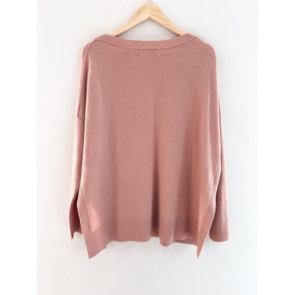 Allsaints Tara Jumper Sweater Large Cashmere Wool Sweater Boatneck Slouchy Pink - Picture 4 of 6